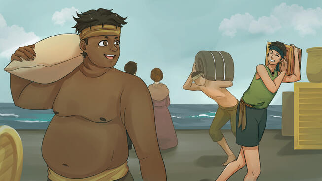 Tumang and Saidjah working at Batavia