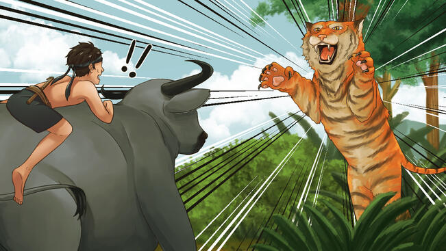 Saidjah and Tumang got attacked by a tiger